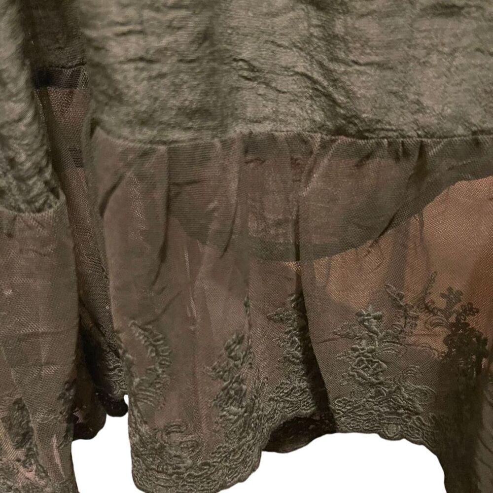 Doe & Rae Large Olive Green Puff Cold Shoulder Sleeve Blouse - Picture 3 of 10